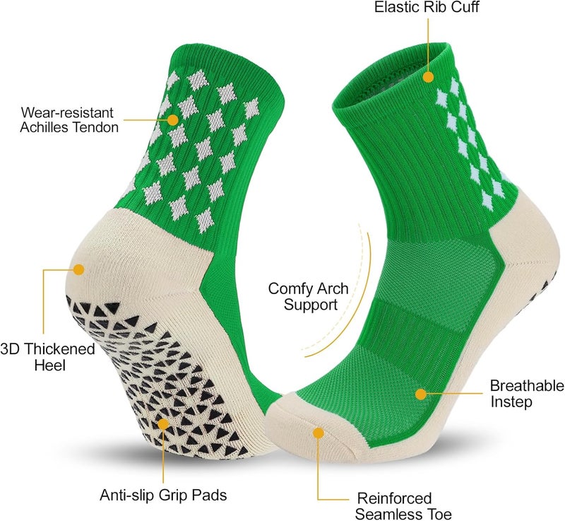 Ultrafun 5 Pairs Mens Grip Soccer Socks Non Slip Cushioned Crew Football Sports Socks - Image 3